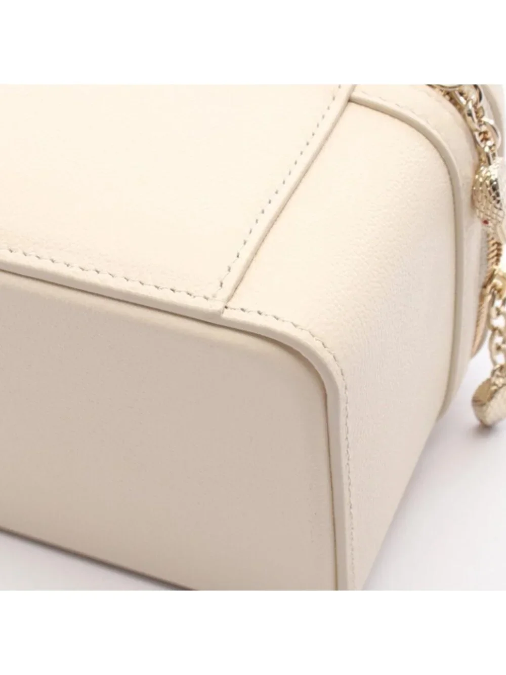 Bvlgari Handbag Serpenti Box 2-Way Ivory Leather Vanity Chain